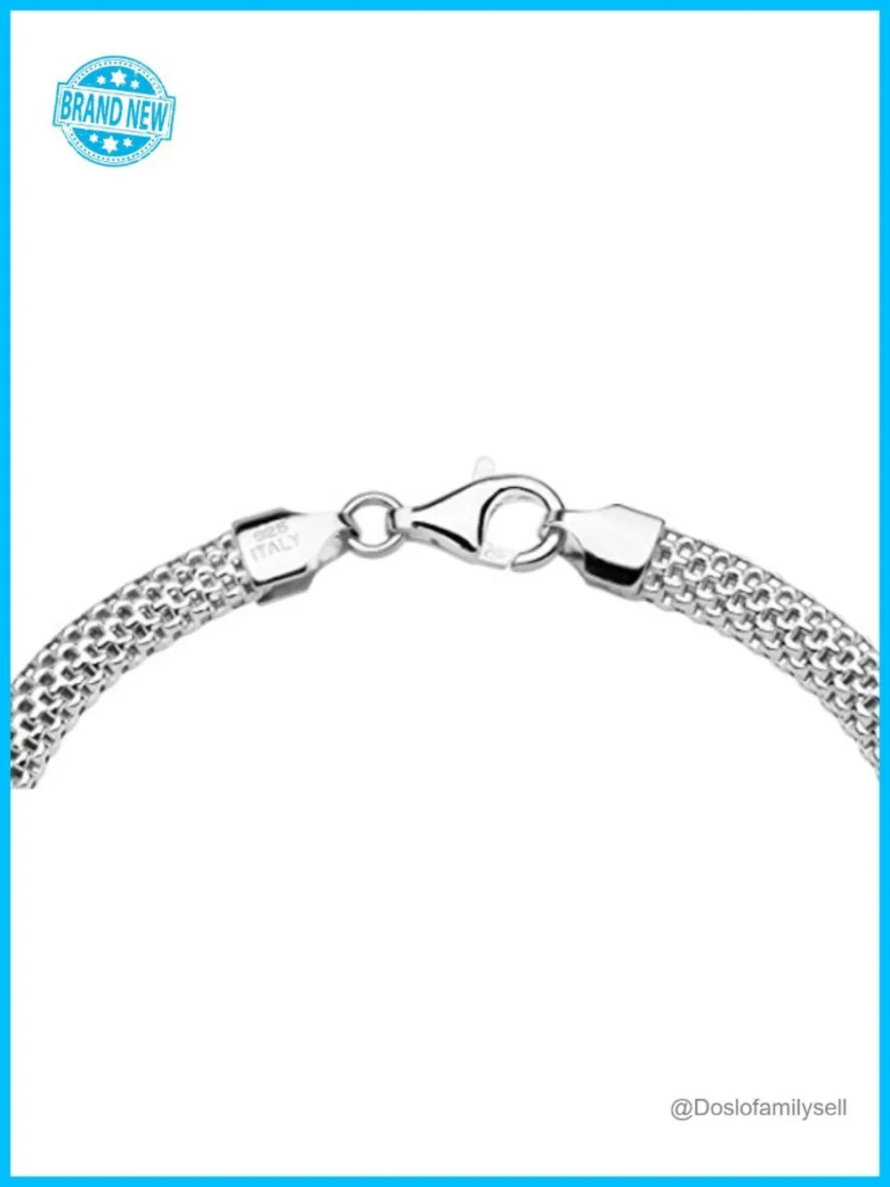 925 Sterling Silver 5mm Mesh Link Chain Bracelet Lobster Claw